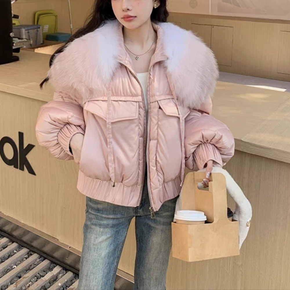 White Goose Down Coat Real Fox Fur Collar Coat Thick Fashion 2025 New Winter - Picture 8 of 12